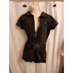 White Fox Boutique - Summer Of Love Playsuit in Acid Wash Black/Gray Sz L